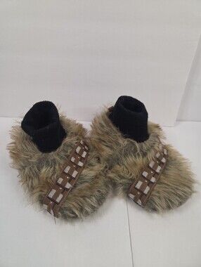 Star Wars Chewbacca Faux Fur Bootie Slippers Kids Large 9-10 Bandolier Non Slip